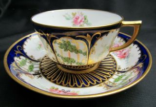 Antique Royal Crown Derby Handpainted Imari Inspired Porcelain Cup & Saucer Set