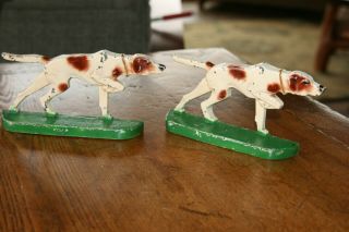 Vintage Pair Hubley Cast Iron Pointers Dogs Bookends Doorstops 303