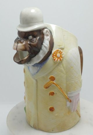 Antique German Schafer Vater Bisque Porcelain Dressed Monkey Pitcher