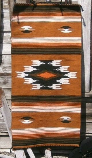 Vintage Orange Navajo Native American 10 Doves Pictorial Rug Blanket Tapestry