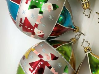 Christopher Radko Vintage Set of 6 Santa Teardrop Globes 2