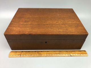 Antique Vintage Writing Slope Walnut Box Lap Desk Travel Case