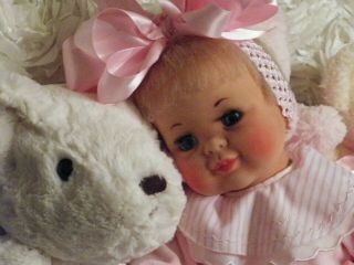 Vintage Ideal Baby Doll 17 " Soft Skin Adorable Big Blue Eyes So Precious