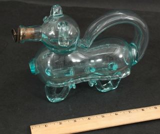 Antique Danish Holmegaard Glassworks Fyldehund Hand Blown Dog Decanter Bottle