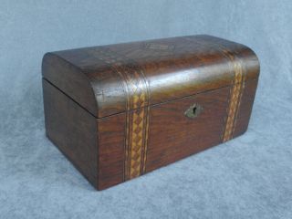 Antique Victorian Era Wood Inlaid Double Tea Caddy