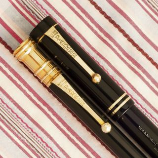 Vintage Parker Duofold Royal Black Gold Fountain Pen Pencil Set Minty Chalk - Mark