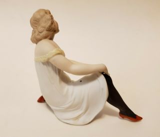 Rare Schafer Vater Germany Bisque Naughty Girl Garter Black Stockings Figurine 2