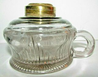 Antique Atterbury Patented Flat Hand Lamp 1862 Civil War Era Kerosene Oil Glass