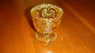 Vintage Amber Glass Very Small Cup Or Trinket Holder Heart Design