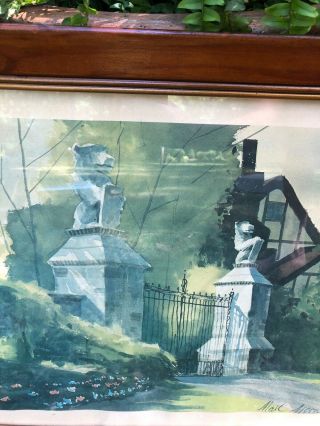 Vintage MARK MOON Stan Hywet Hall & Gardens? Painting Print Wood Gilded Frame 3