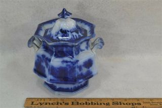 Antique Sugar Bowl Flow Blue China Porcelain Formosa 1860