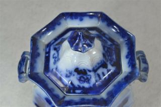 antique sugar bowl flow blue china porcelain Formosa 1860 2