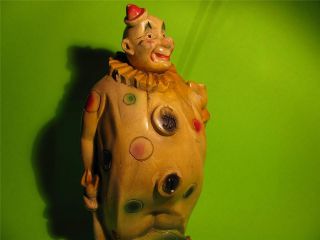 ✅ Rare Vintage Signed Chalkware Money Clown Bank Statue Figurine 12 3/4 Inch