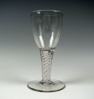 18th Century Blown Opaque Twist Stem Wine Glass Flint
