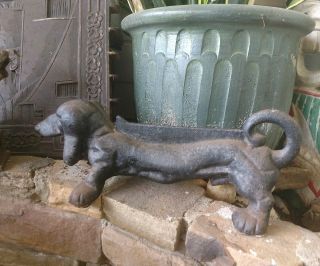 Vintage Dashhound Dog Cast Iron Doorstop Bootscraper - Rare