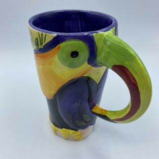 Tabletops Gallery Toucan Animal Coffee Mug Cup 3d Hand Painted 16 Oz
