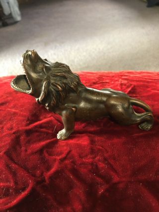 Antique Jenning Bros Lion Cigar Rest Holder Ashtray Ornate Figural Bronze Jb