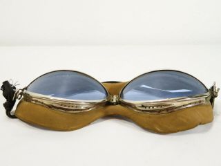 Vtg SEESALL FLIGHT AVIATOR GOGGLES BLUE LENSES W/ ORIG BOX Pilot Glasses WW2 ERA 3