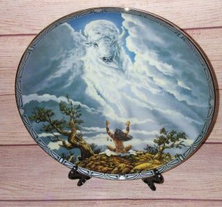 Native American Indian Decor Plate " Call Of The Clouds " Collectible W/silver Rim