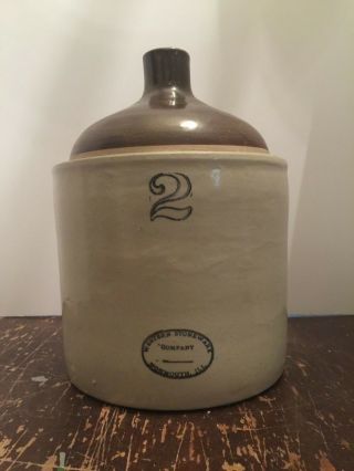 Antique 2 Gallon Crock Jug Western Stoneware Company Monmouth Illinois