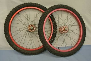 Vintage 1979 Mongoose Cj9 Araya Rims 20 X 1.  75 Bicycle Parts Red Tires Wheels