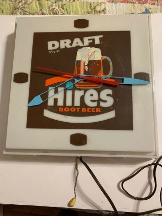 Vintage Draft Style Hires Root Beer Advertising Light Up Clock Soda Sign Look