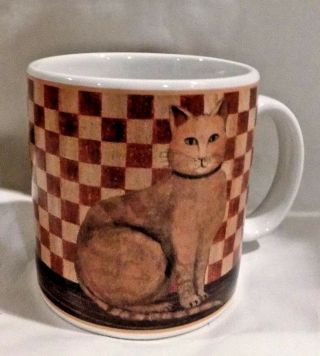 David Carter Brown Coffee Cup Mug Country Kitties Orange Tabby Cat 2004 2