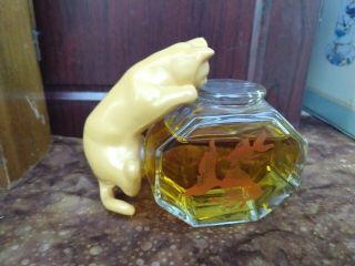 Vintage Avon Cat On Fishbowl Perfume Bottle - Full Of Sweet Honesty Perfume Euc