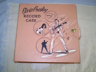 Vintage 1956 Elvis Presley Enterprises Cardboard Record Case Pink
