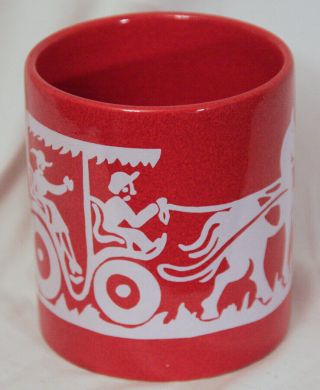 Vtg Rare Waechtersbach 12 Oz Mug Horse And Buggy Red & White West Germany Exc
