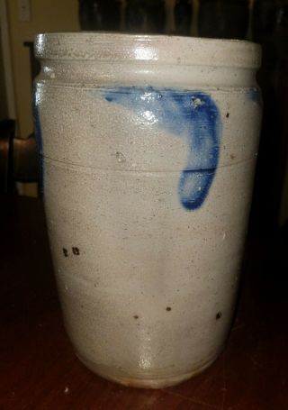 Antique American Blue Decorated Stoneware Crock Salt Glaze 19th Century 3