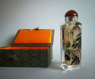 Rare Antique Chinese Perfume Glass Bottle With Silk Bone - Lock Box