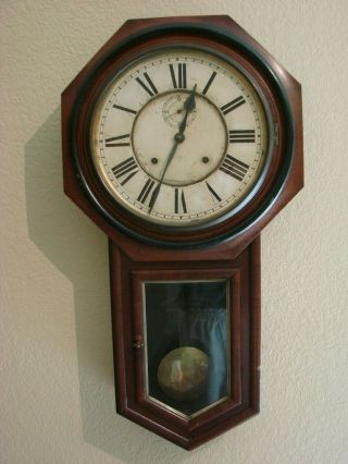 Antique Ansonia Wall Clock York Usa Circa 1890 In Running