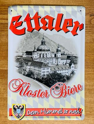 Ettaler Kloster Biere Wall Decor Man Cave Bar German Beer Metal Tin Sign