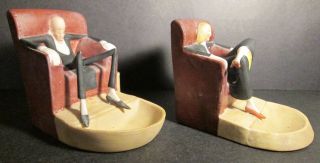 ANTIQUE SCHAFER & VATER MATCH HOLDERS Sitting Man & Woman Bisque A Rare Pair 2