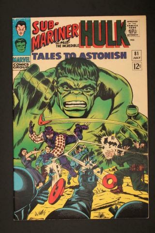 Tales To Astonish 81 - - Sub - Mariner & The Hulk Marvel Comics