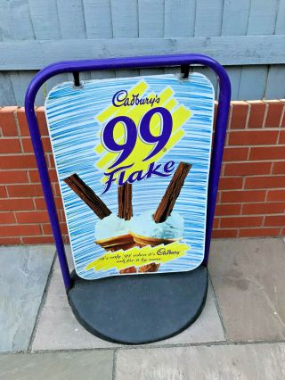 Large Vintage Cadbury 99 Flake Ice Cream Pavement Sign Double Sided,  Mancave