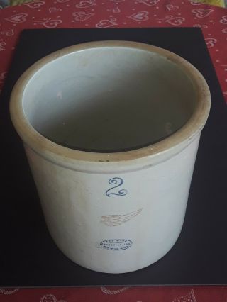 Vintage Red Wing Union Stoneware 2 Gallon Crock 2 " Long Wing Jug Pottery Antique