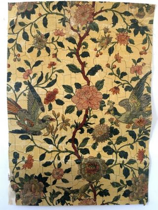 19th C.  French Floral And Bird Wallpaper.  (3049)