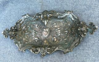 Antique french low relief tray made of silver plated bronze 19th century angels 3