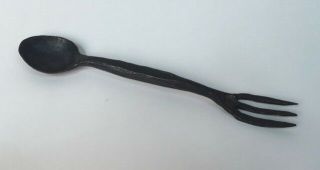 Unique Antique Wrought Iron Double - Ended Fork And Spoon Utensil
