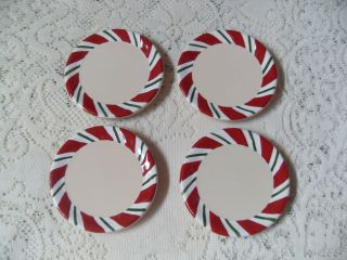 Set Of 4 Longaberger Christmas " Peppermint Twist " Coasters