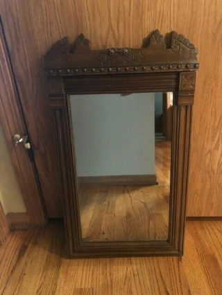 Vintage Early Century Wood Wall Mantle Mirror Federal With Detail