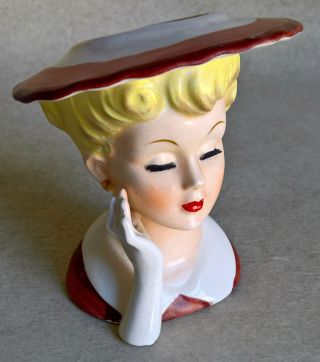 Vintage “napco” Lady Head Vase – Blond,  Gloved Hand – Made In Japan