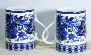 Coffee Mugs/Tea Cups/Kent Pottery/Ceramic/Blue/White/Flowers/Set 2 2