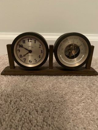 8 Day Chelsea Ship Clock And Barometer Bronze