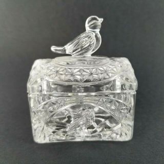 Vintage Hofbauer Byrdes Birds Lead Crystal Glass Ring Trinket Box Bird Top 3 "
