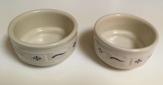 Longaberger Pottery Usa Woven Traditions Blue 2 Custard Cups 3 - 1/2 "