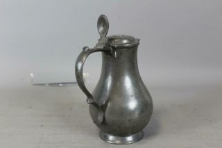 A GREAT 18TH - 19TH C PEWTER FLAGON WITH APPLIED HANDLE AND LID IN OLD COLOR 2