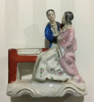 Mini Vintage Made In Occupied Japan Porcelain Figurine,  Piano Colonial Man Woman